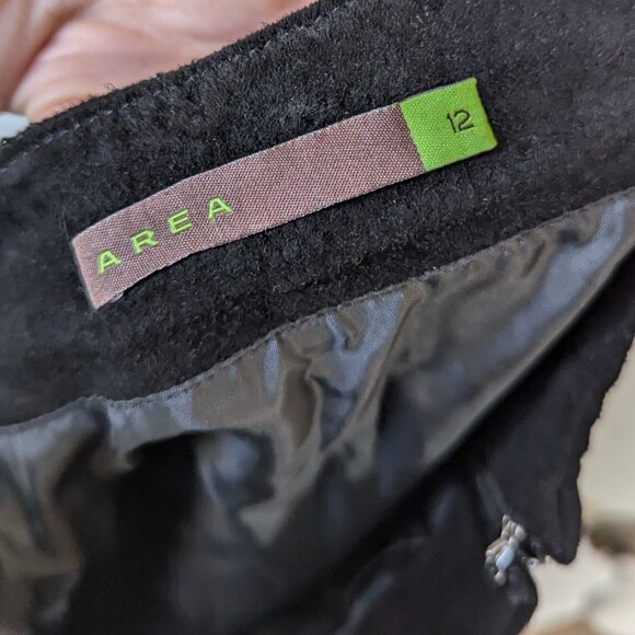 AREA Black Leather Skirt with Patch Stitching Size 12 - Picture 11 of 14